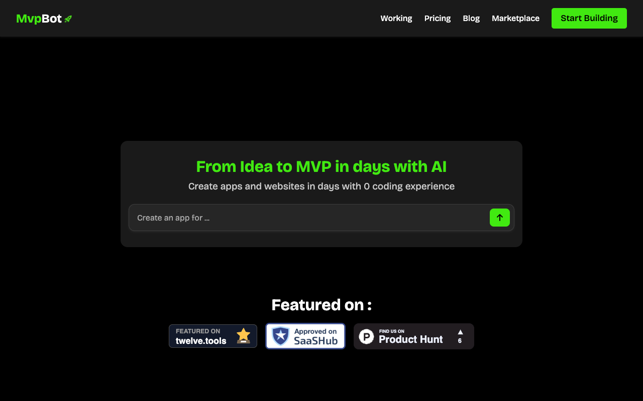 MvpBot - Build Your MVP in Days with AI without Coding