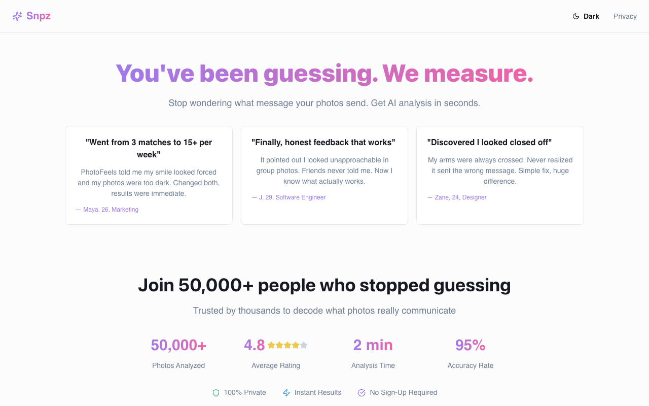 PhotoFeels - AI that analyzes your photos to improve your dating profile and social media presence