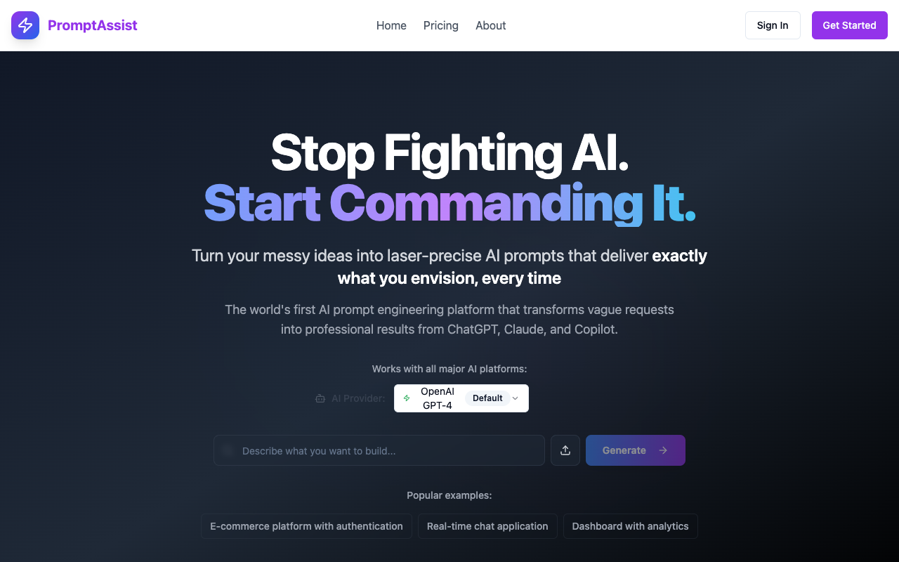 Prompt Assist - A professional AI prompt engineering platform for developers