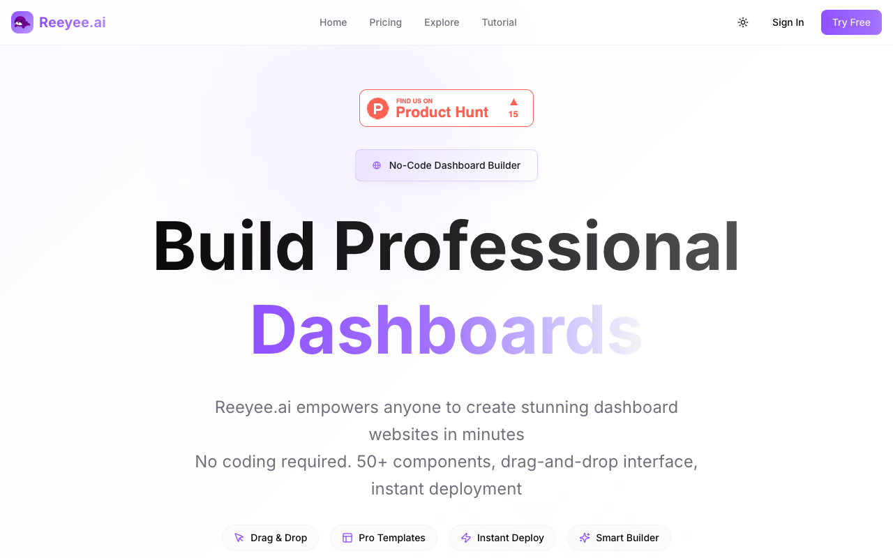 Reeyee.ai - Build personal dashboard websites in minutes with no coding required