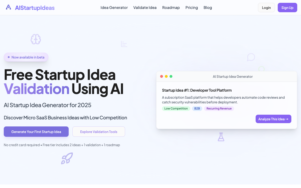Startupideas - A tool to generate, validate, and roadmap your startup ideas