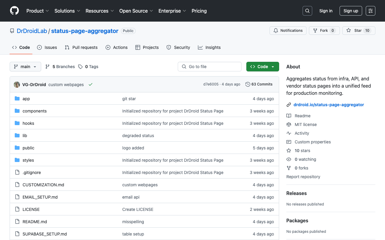 Status Page Aggregator - A unified tool for monitoring vendor status and receiving outage alerts