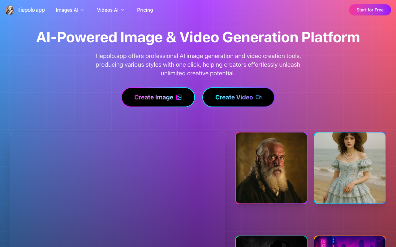 Tiepolo AI - Free AI image and video generators create stunning art