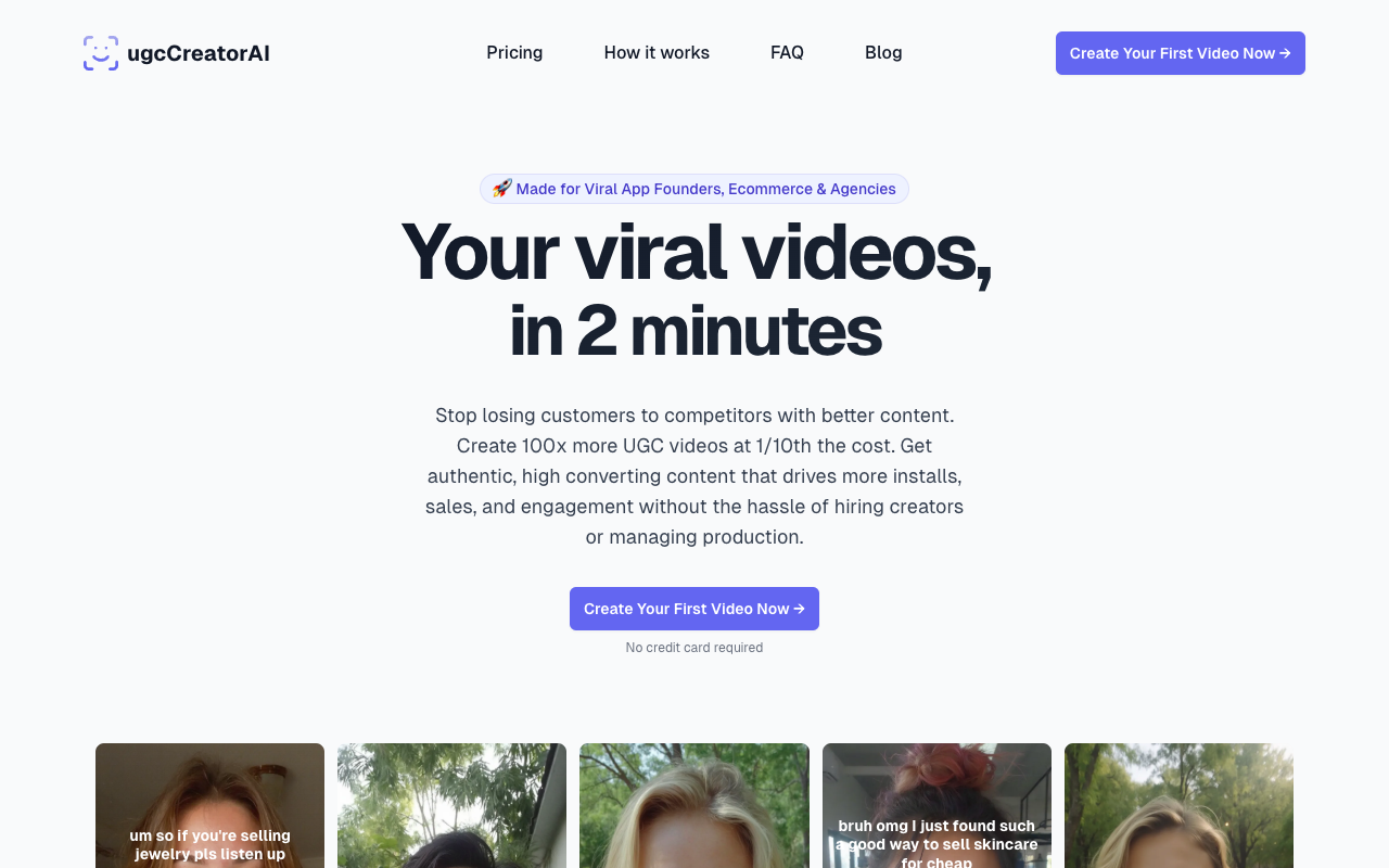 UGC Creator AI - Create Viral Videos Instantly with AI