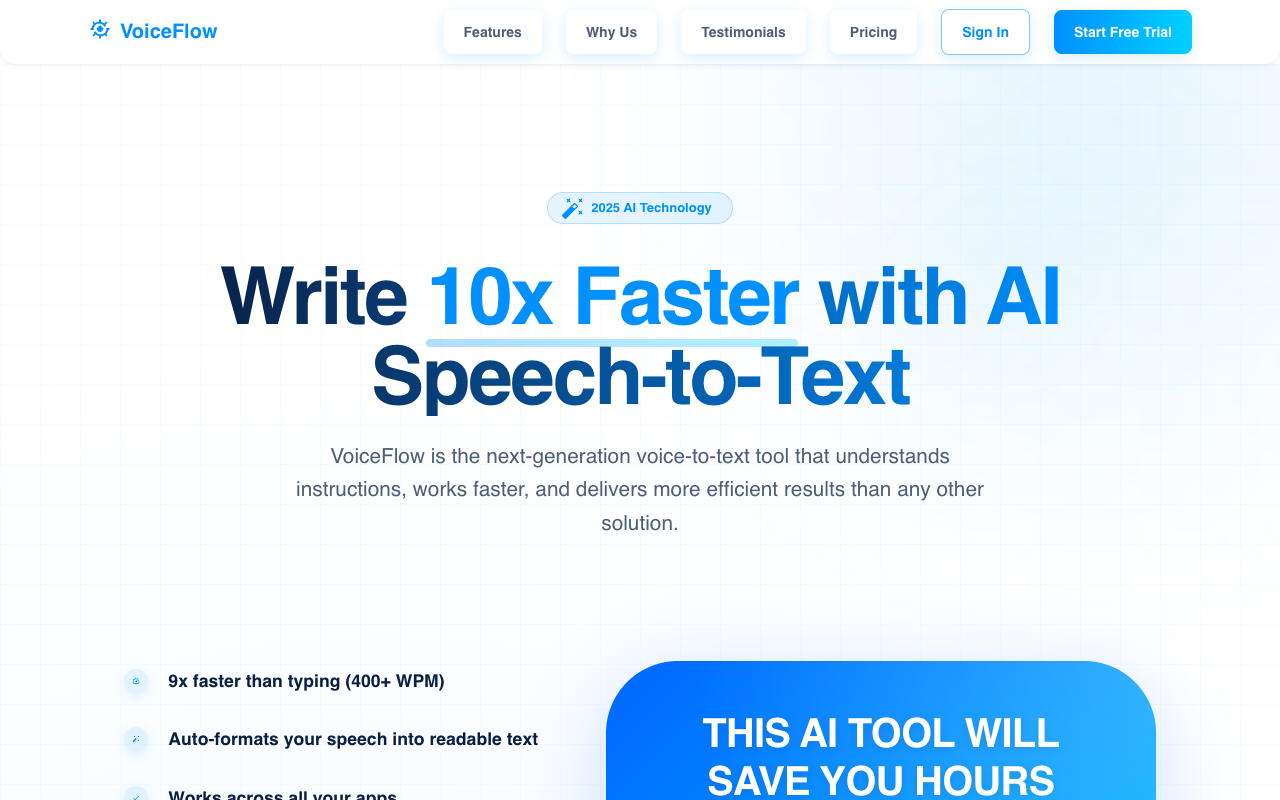 VoiceFlow - AI-powered speech-to-text that helps you write 10x faster