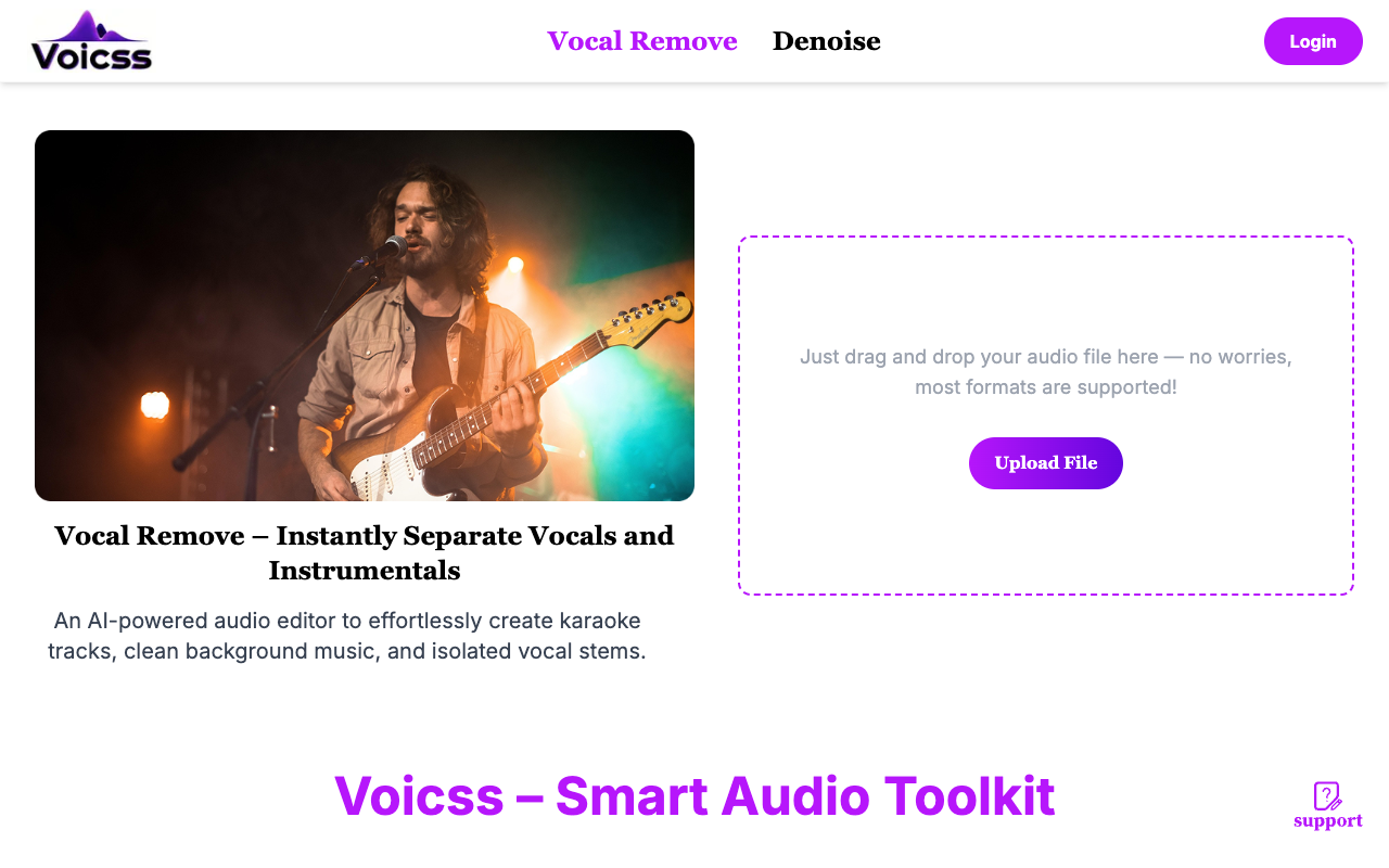 Voicss - Create karaoke tracks instantly with an AI vocal remover