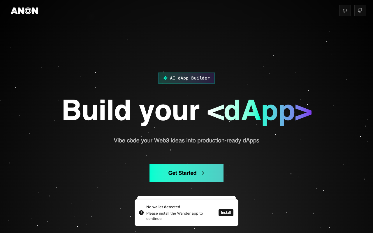 Anon - An AI dApp builder to turn your Web3 ideas into production-ready applications
