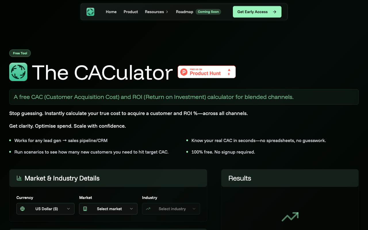 The CACulator by Flyweel - A free AI-powered tool to calculate Customer Acquisition Cost and ROI