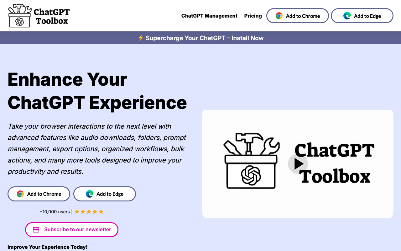 ChatGPT Toolbox - A browser extension that enhances your ChatGPT experience with powerful features