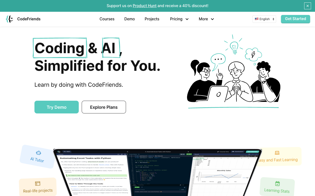 CodeFriends - An interactive learning platform to kickstart your coding and AI career