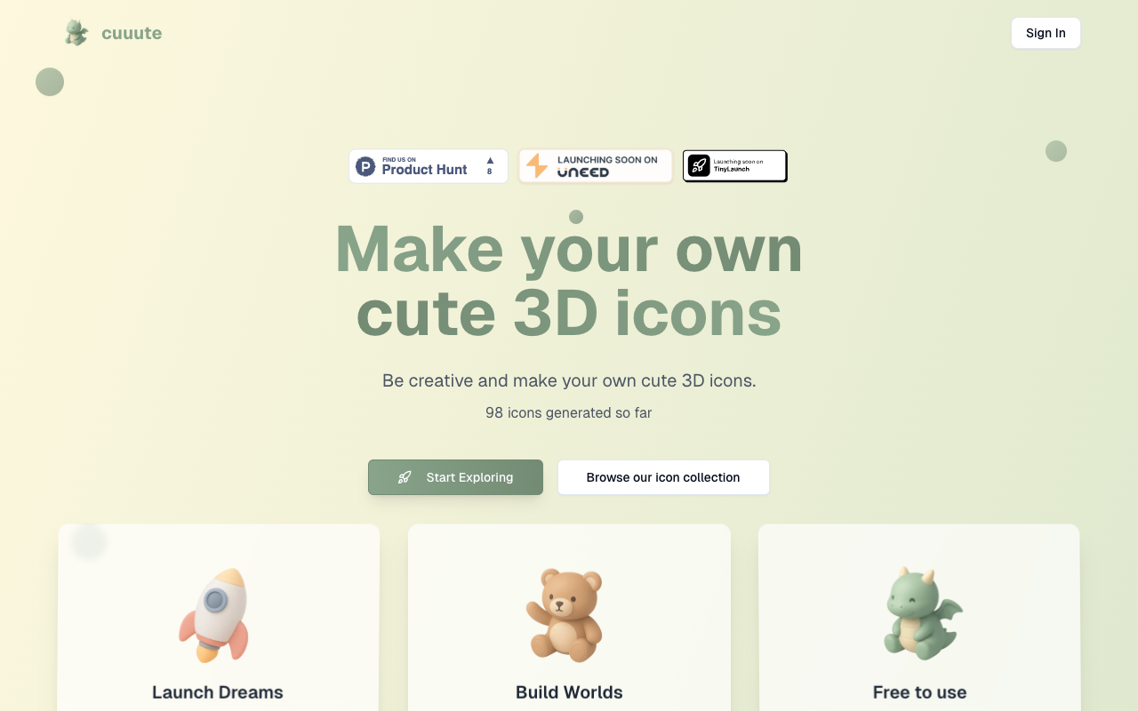 cuuute - Create and browse adorable 3D icons in seconds