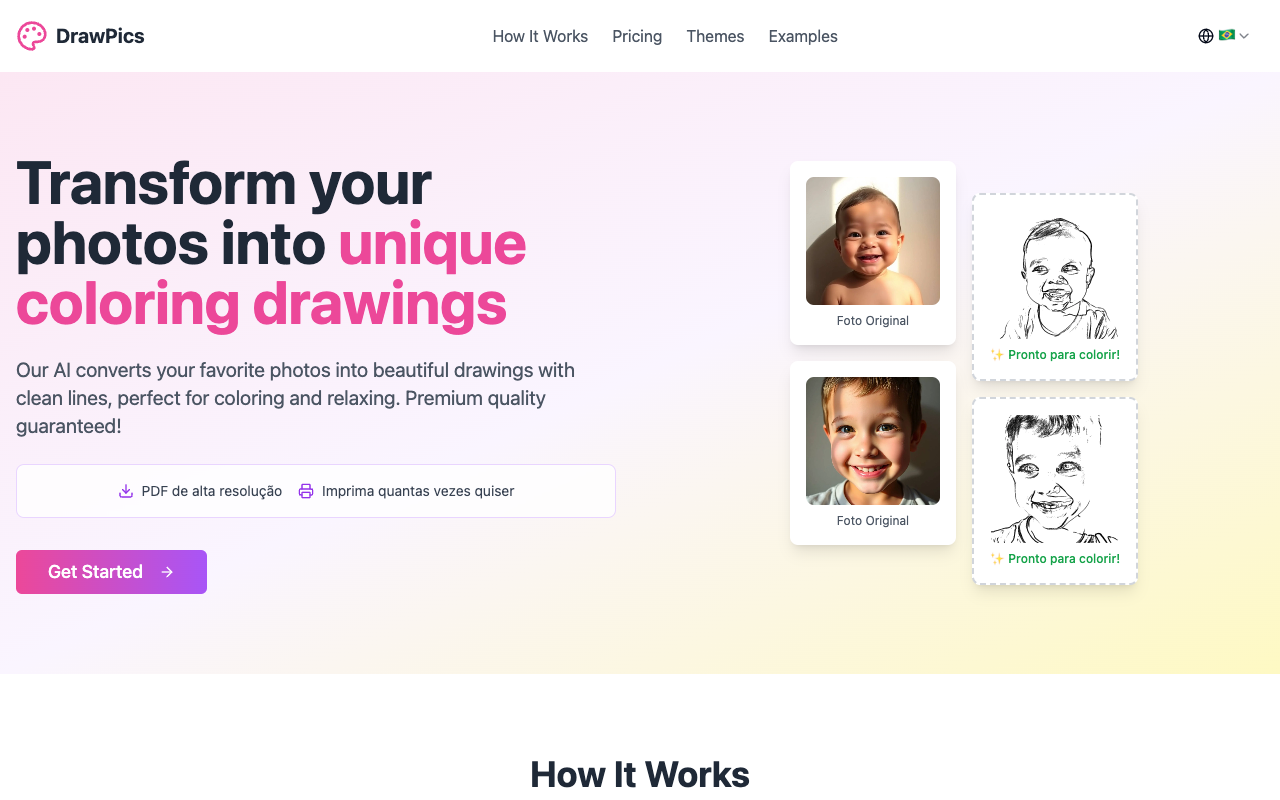DrawPics - Turn your favorite photos into fun coloring pages with AI