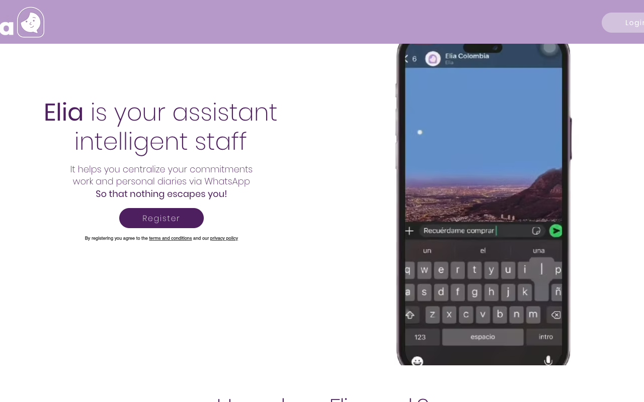 Elia - A WhatsApp virtual assistant that helps you organize your day with reminders and tasks