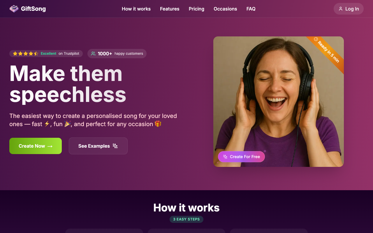 GiftSong - Create a personalised song in minutes using AI