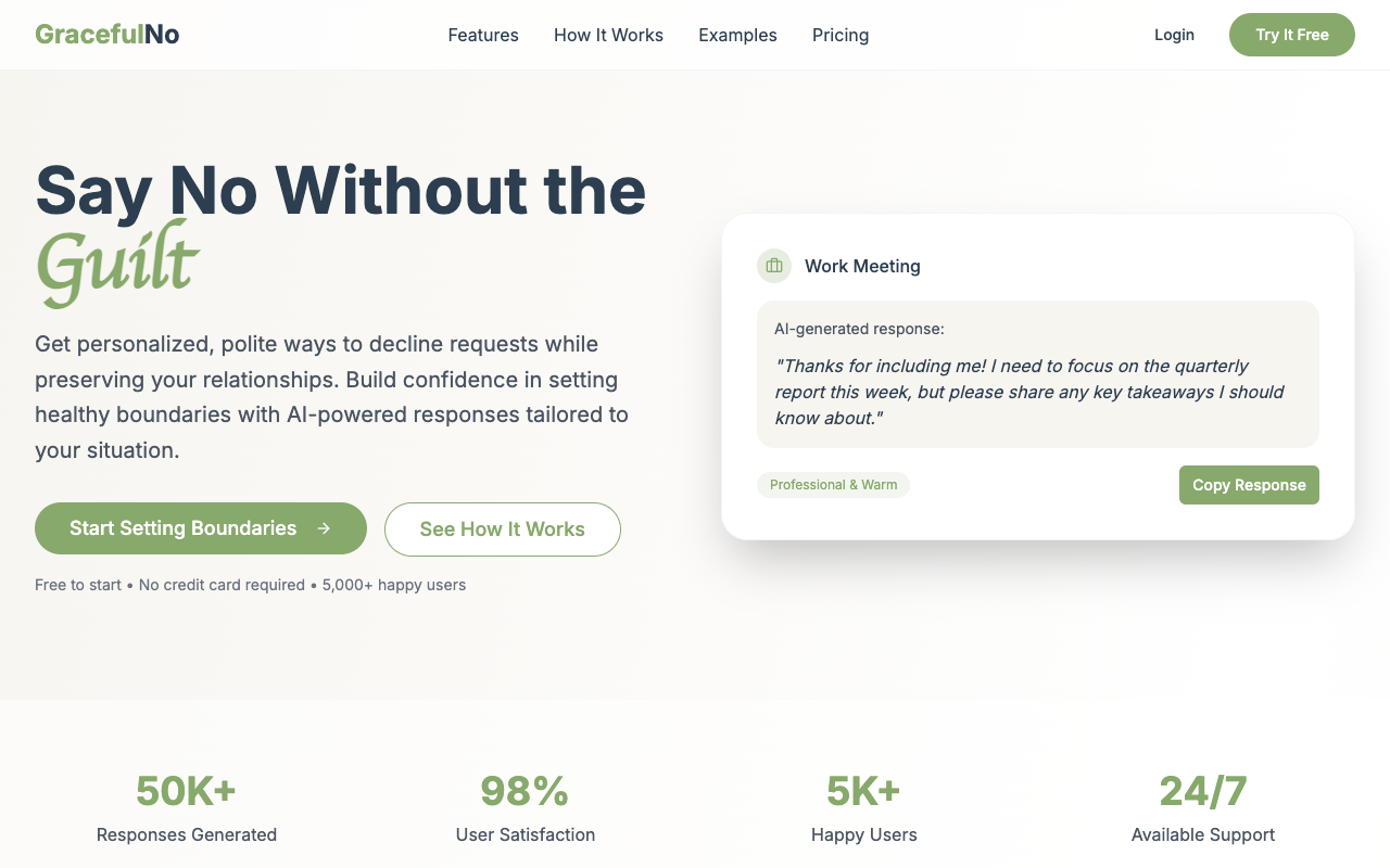 GracefulNo - An AI tool to help you say no politely and maintain relationships