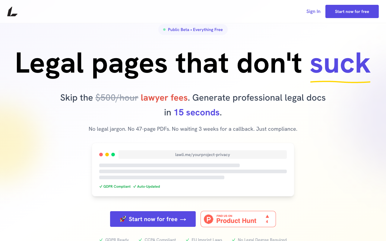 Lawli - Legal Pages, Minus the Pain: Because you’ve got better things to do than write legal crap