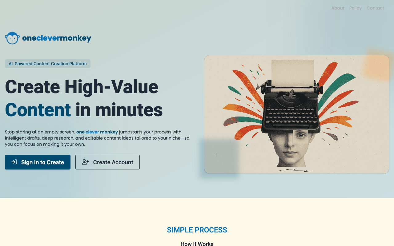 oneclevermonkey - An AI-powered platform to create high-value content quickly