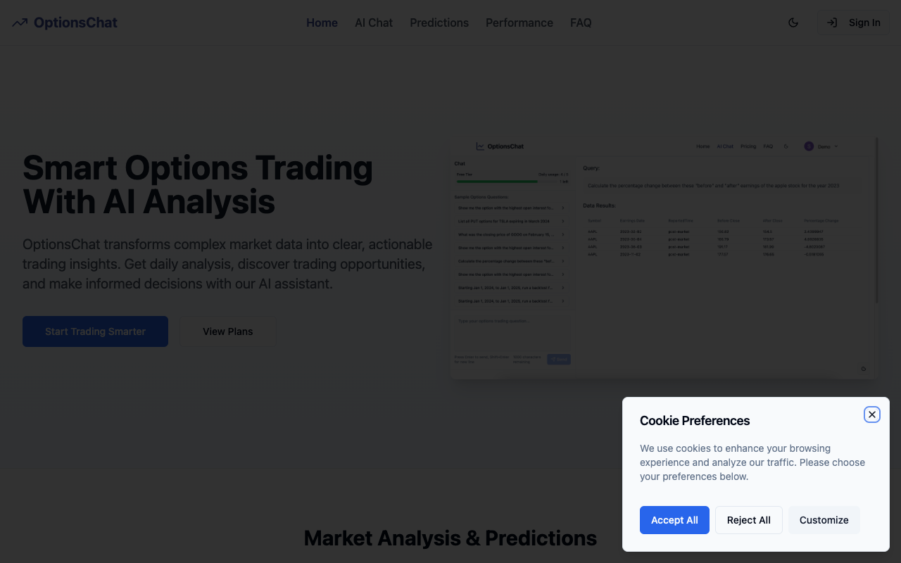 OptionsChat - Instant access to stock options data using AI