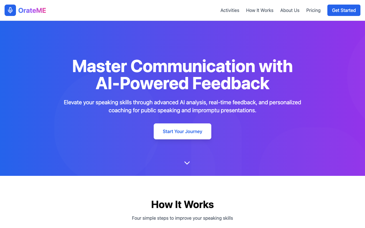 OrateMe - An AI-powered coach to help you master public speaking