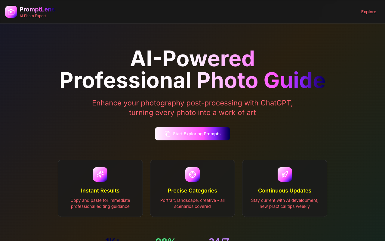 PromptLens - A ChatGPT photo editing prompt library for enhancing your photography skills