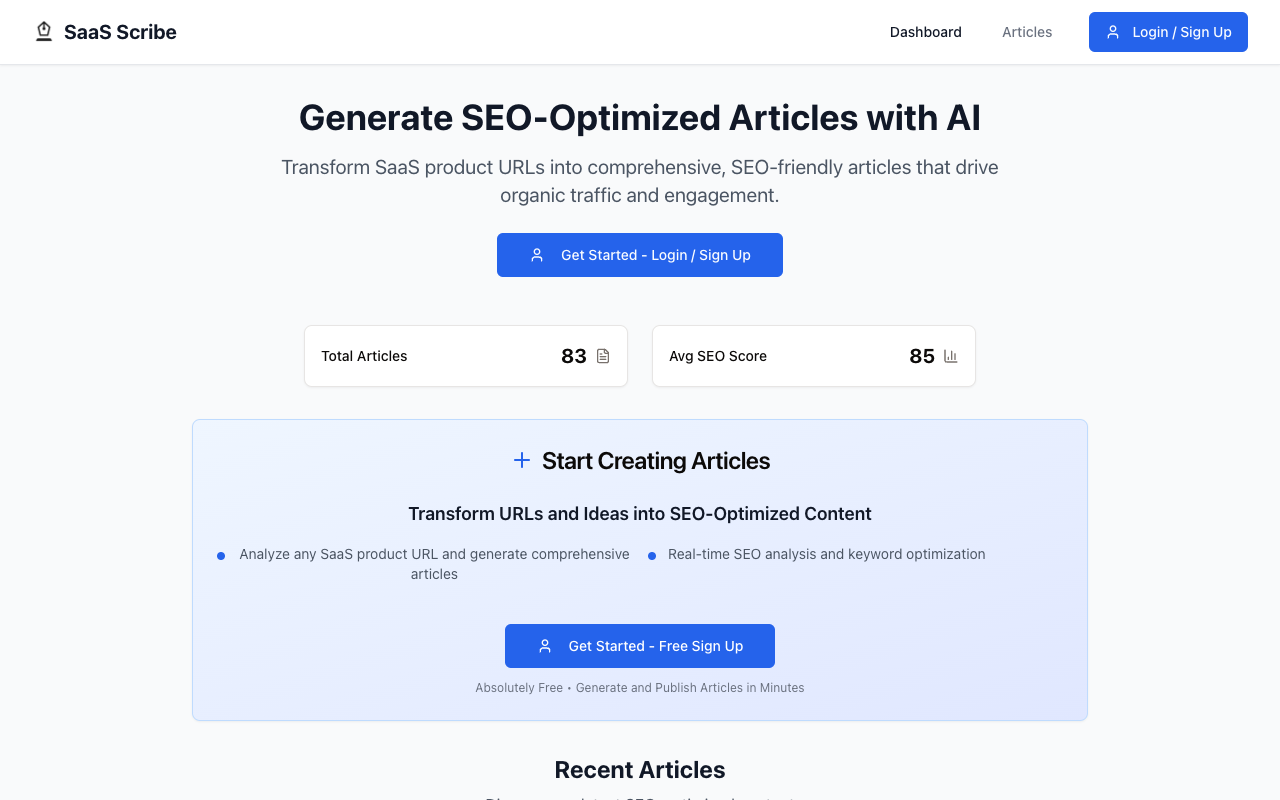SAAS Scribe - AI-Powered SEO Article Generation for SaaS Products