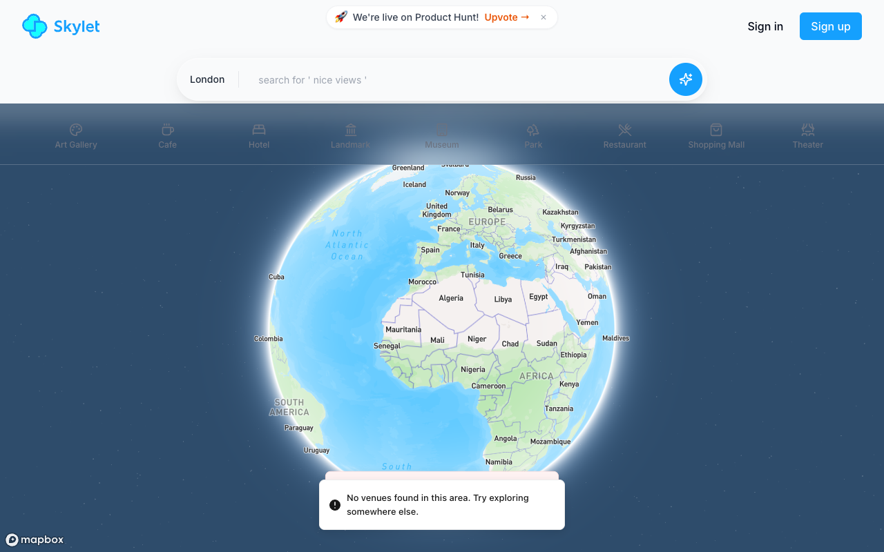 Skylet - Discover amazing places using AI for intelligent discovery