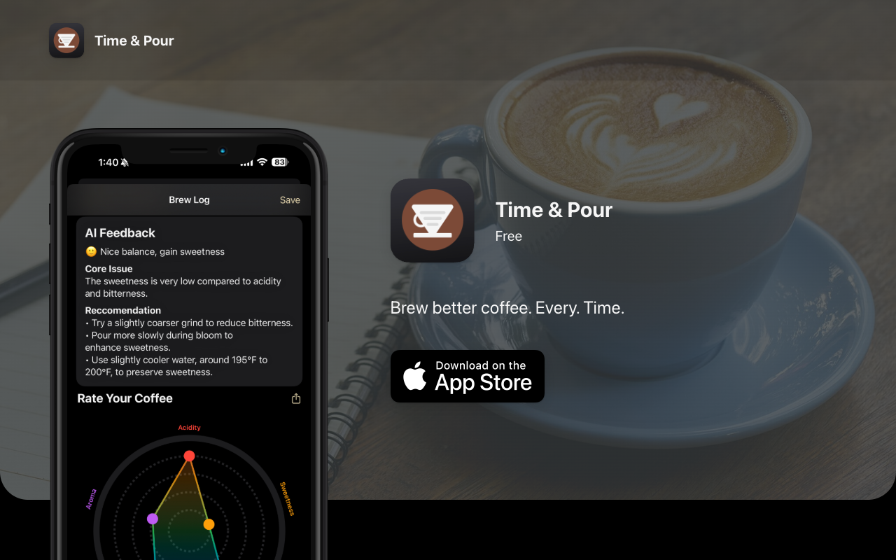 Time & Pour - Your ultimate coffee brewing app for mastering flavor and consistency