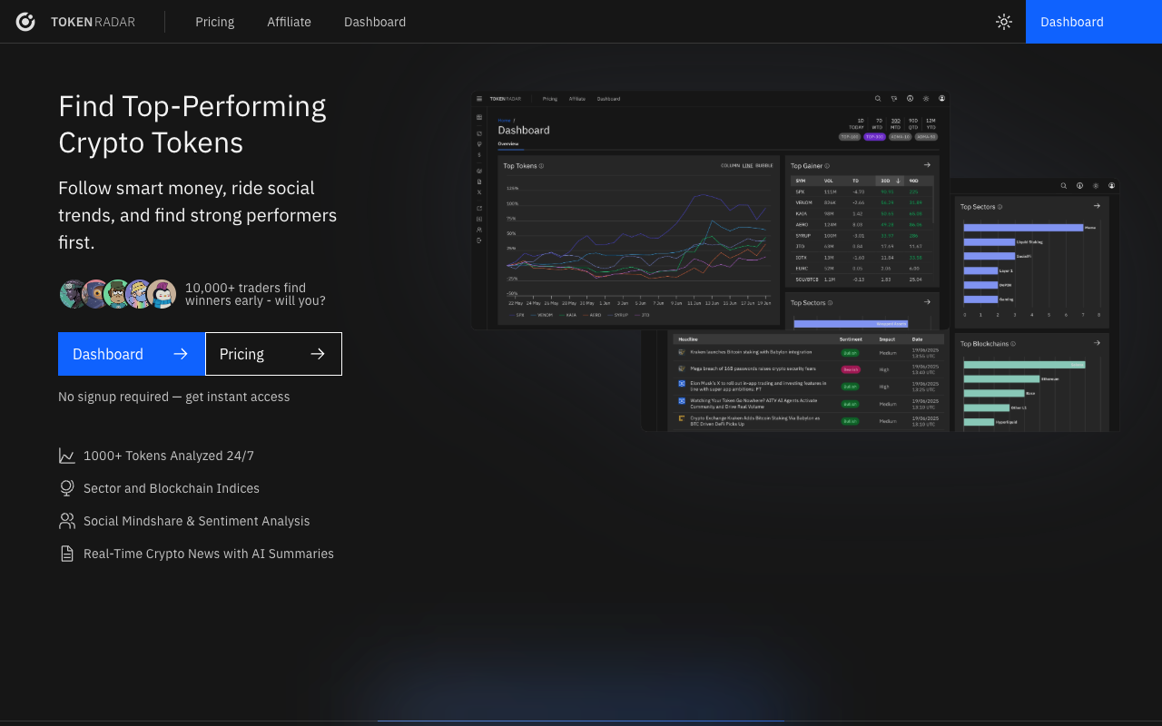 Token Radar - A tool to find top-performing crypto tokens and analyze trends