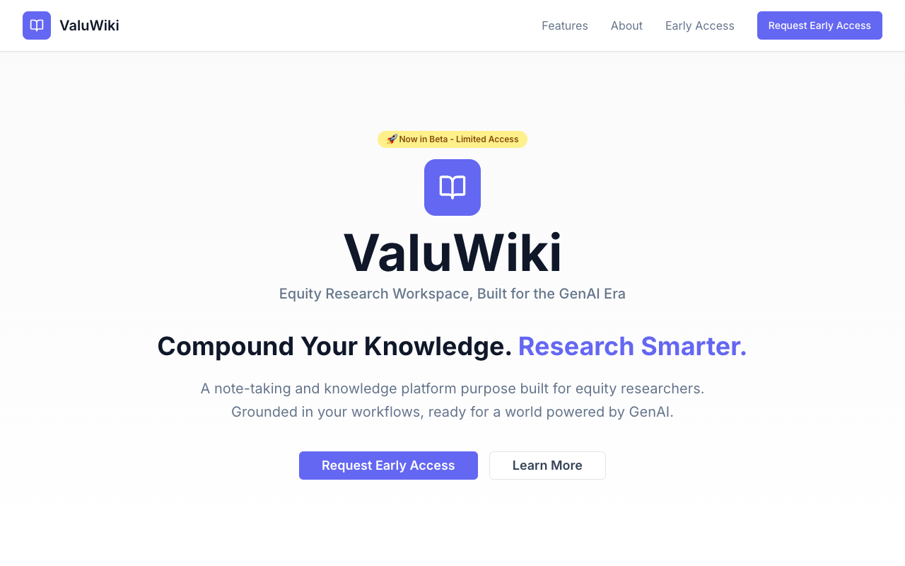 ValuWiki - A specialized note-taking platform for equity researchers in the GenAI era