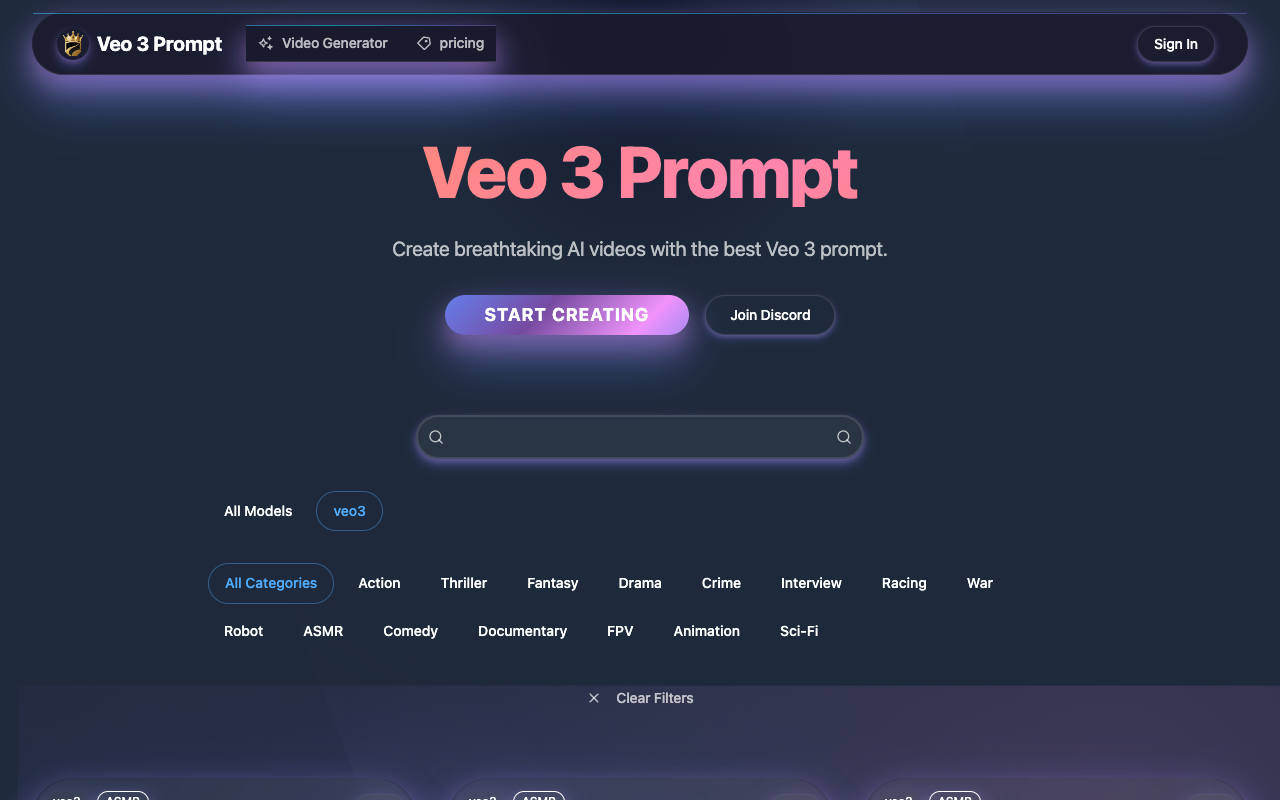 Veo 3 Prompt - Create stunning AI videos effortlessly with effective prompts