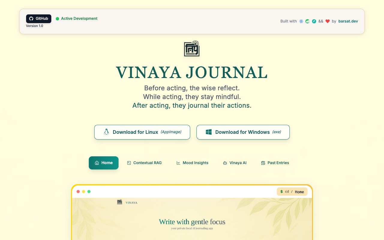 Vinaya Journal - A local AI journal that understands you more as you write