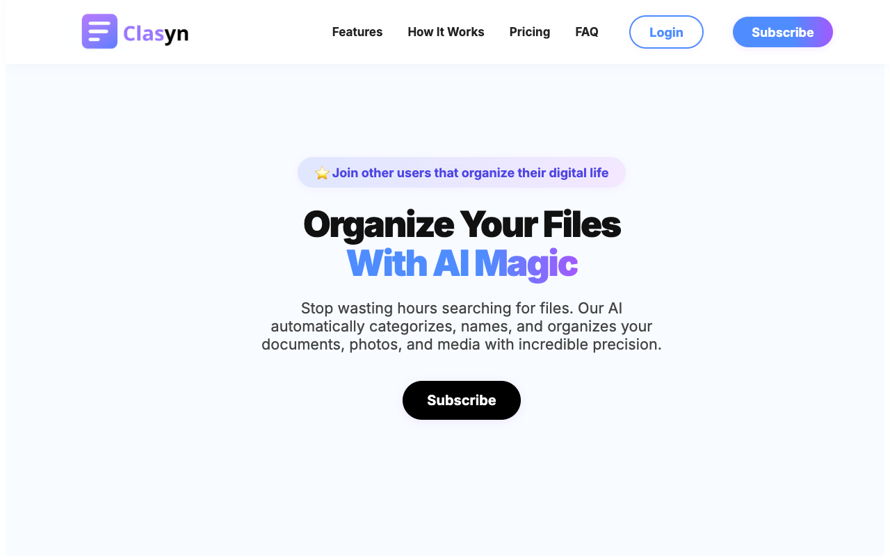 Clasyn - The easiest way to organize your files with AI