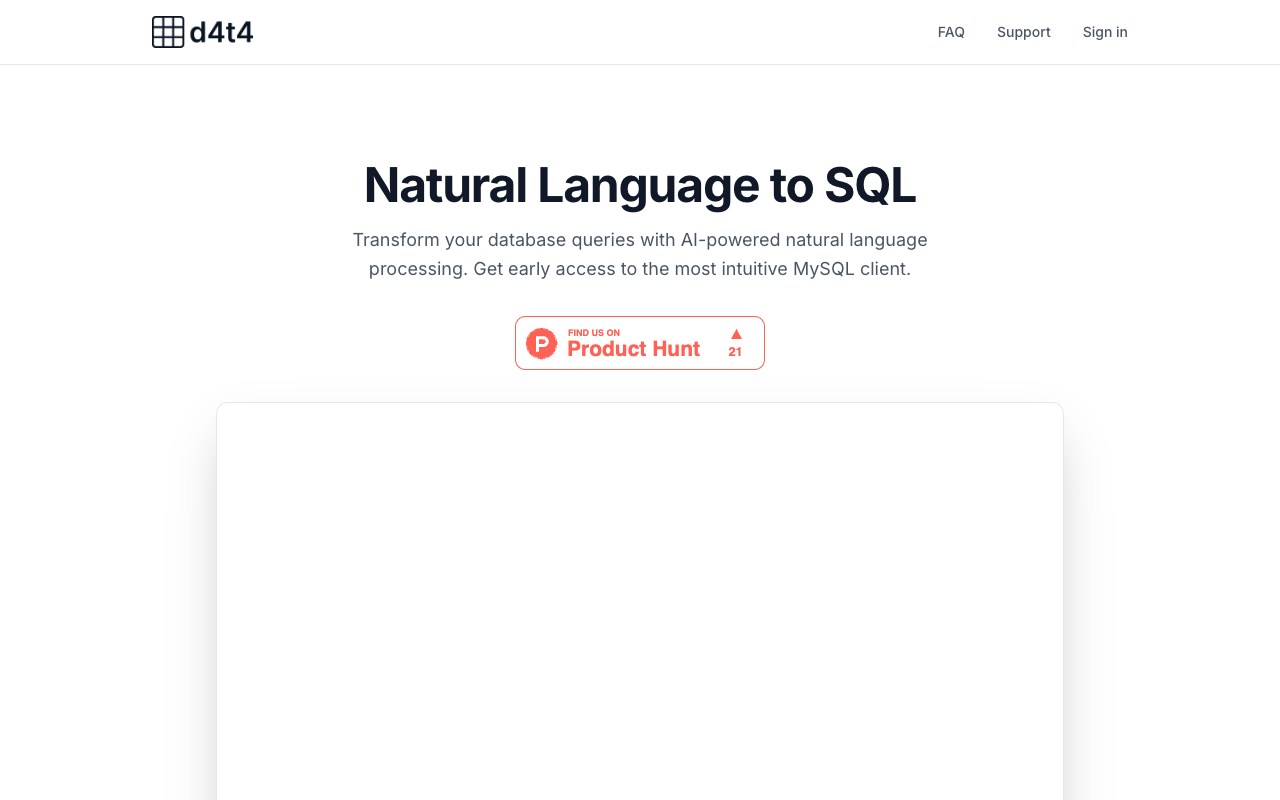 D4T4.app - An AI MySQL Client that converts natural language to SQL instantly