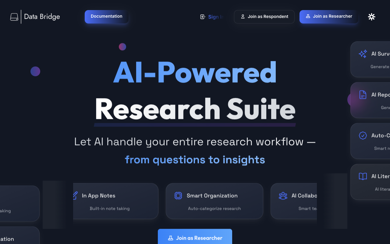 Data Bridges - An AI-powered platform for modern research and data management