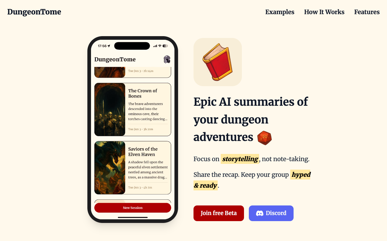 DungeonTome - An app that transforms your Dungeons & Dragons sessions into epic AI summaries