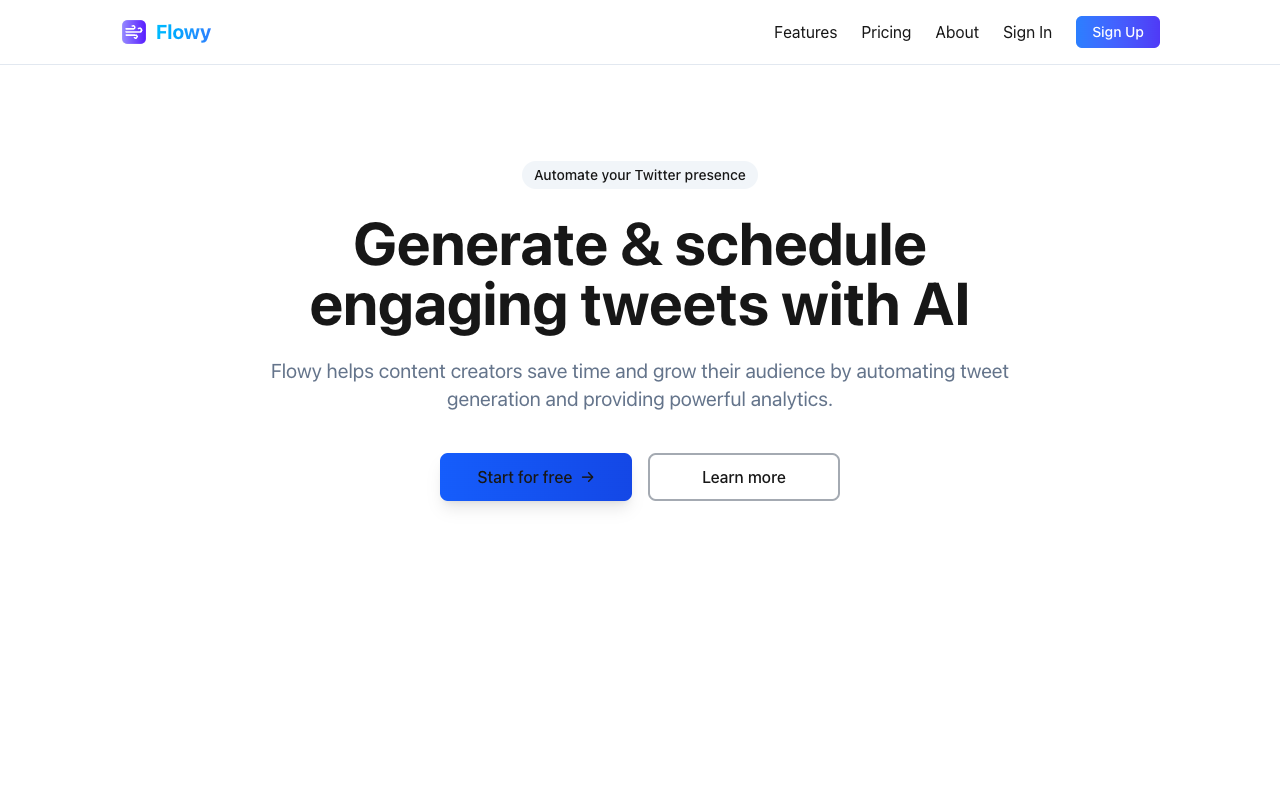 Flowy - An AI-powered tool to generate and schedule engaging tweets effortlessly