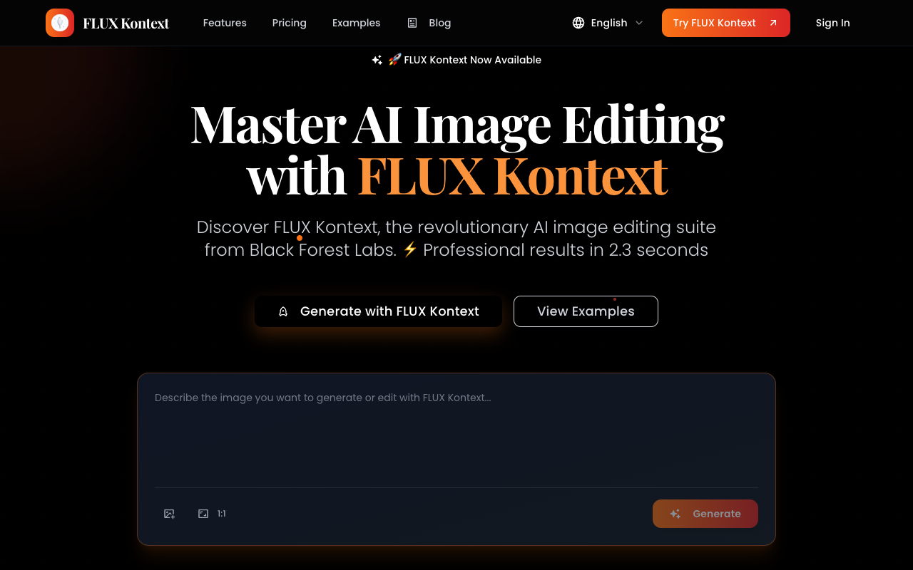 FLUX Kontext - An AI image editing model that generates and edits images quickly and accurately