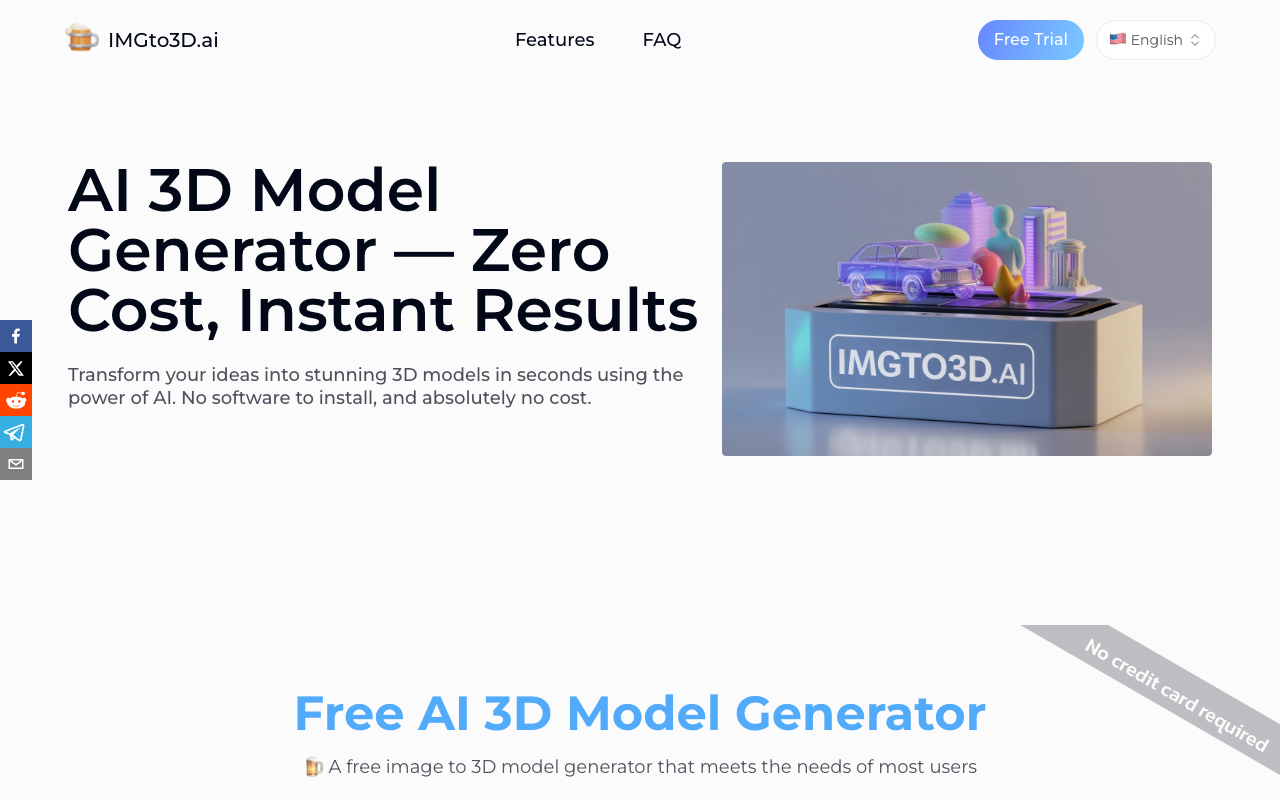 Free AI 3D Model Generator - Instantly Convert 2D Images to 3D Models at No Cost