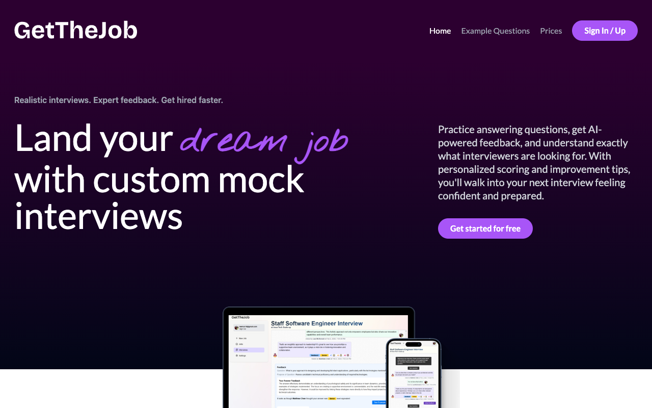 GetTheJob - Mock interviews to ace your next job interview