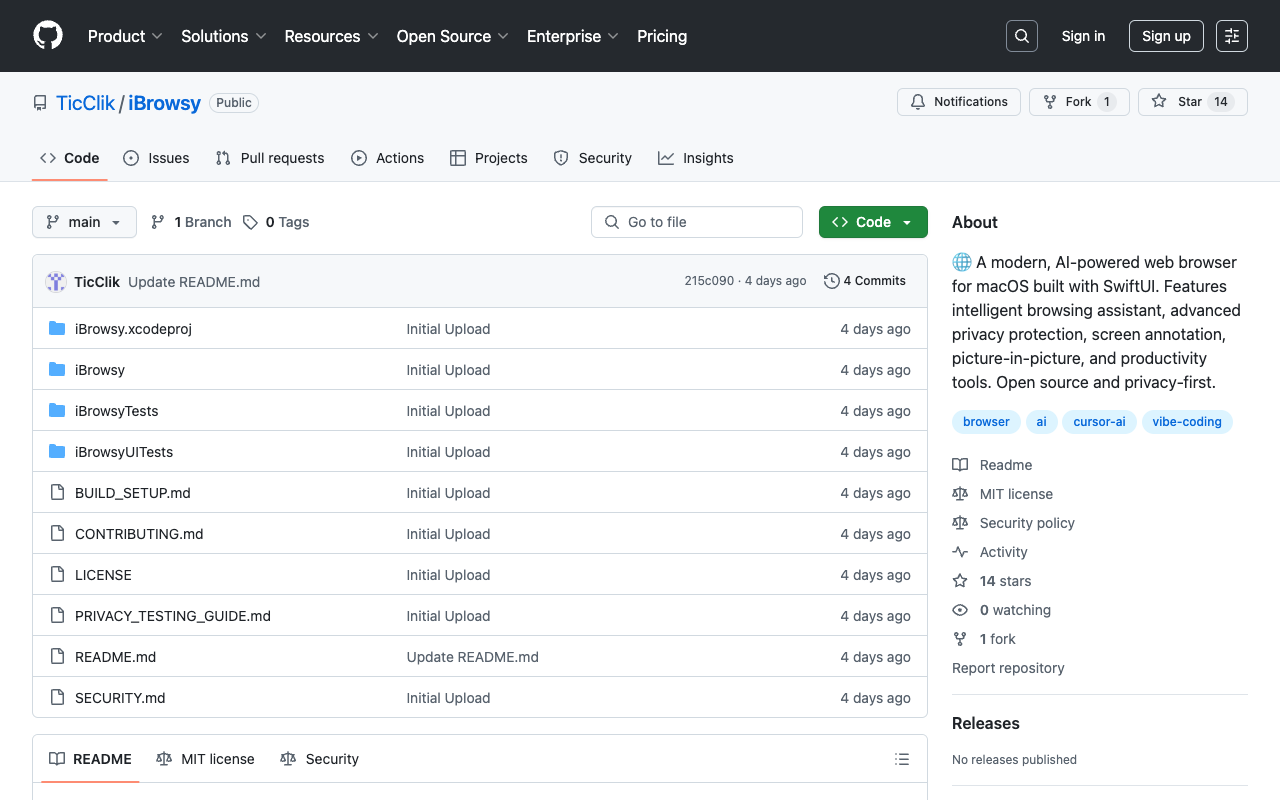 iBrowsy - A modern AI-powered web browser for macOS with advanced privacy features
