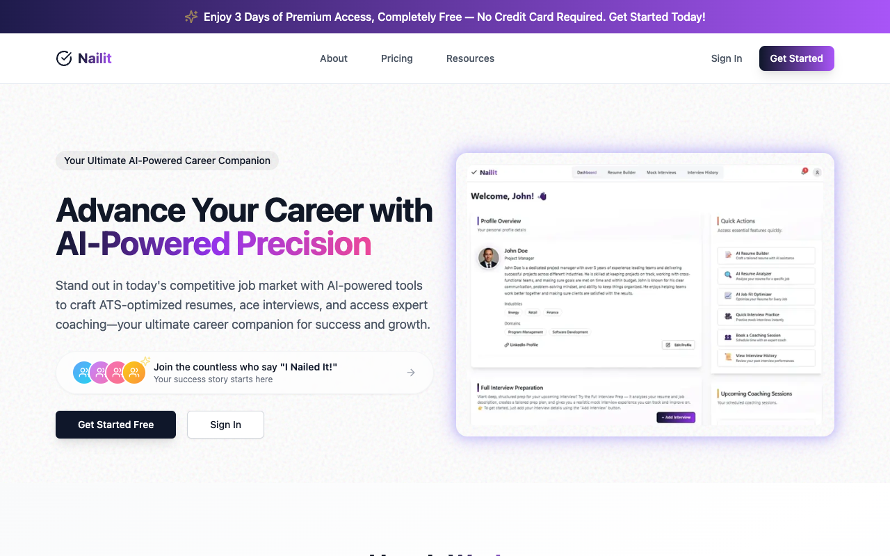 Nailit - An AI-powered career companion that helps you land jobs and grow your career