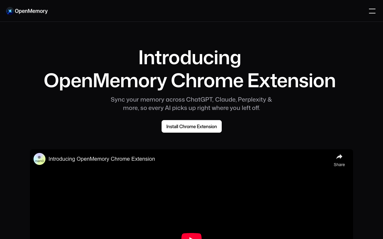 OpenMemory Chrome Extension - Sync your memory across AI tools for seamless conversations