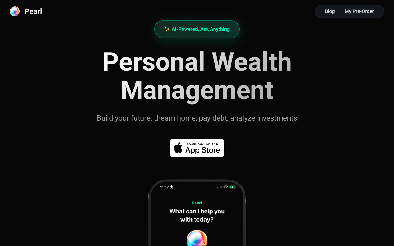 Pearl Tech Inc. - Your AI Personal Wealth Manager for Smart Financial Planning