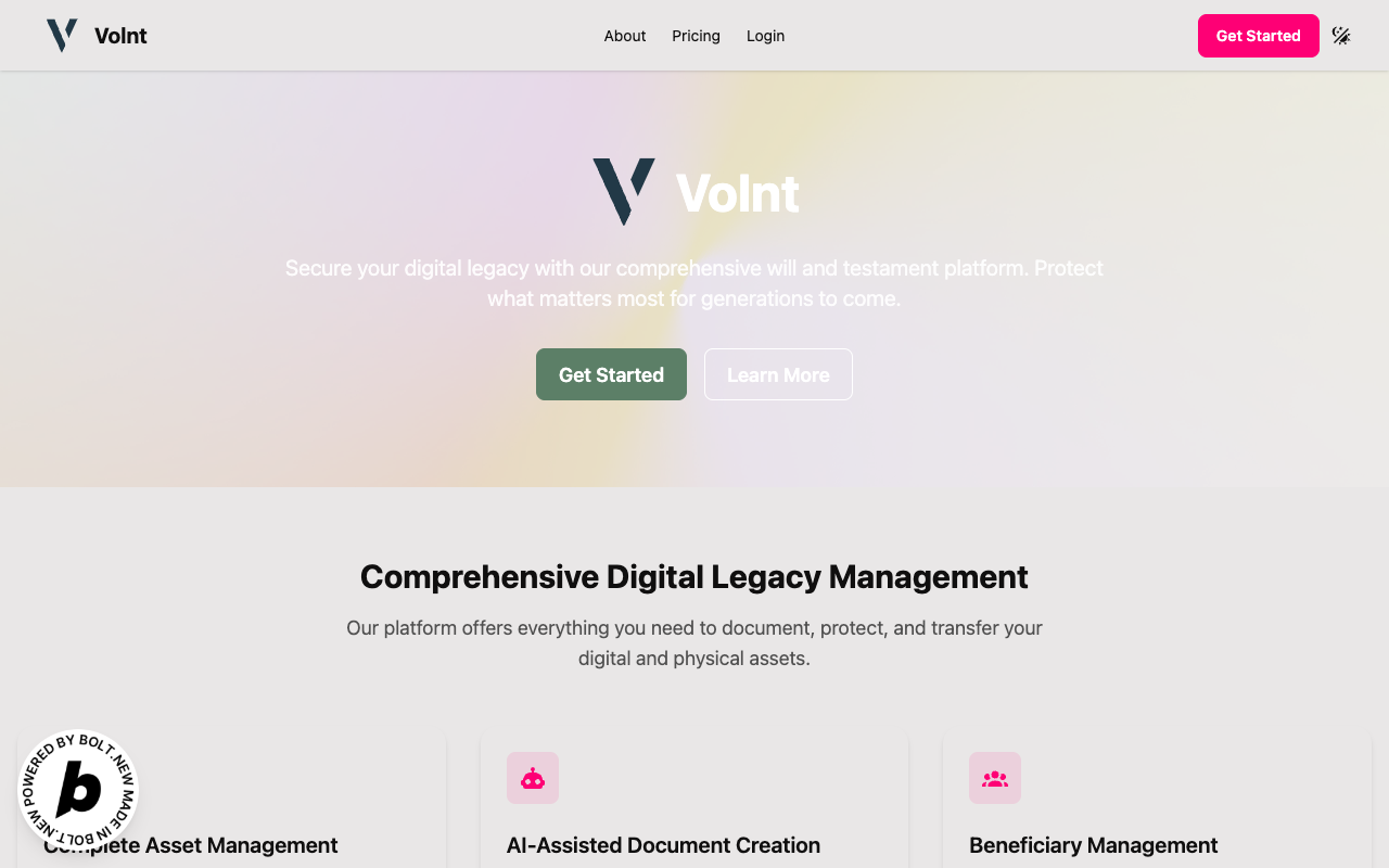 Volnt - An AI-powered platform to create and secure your digital will