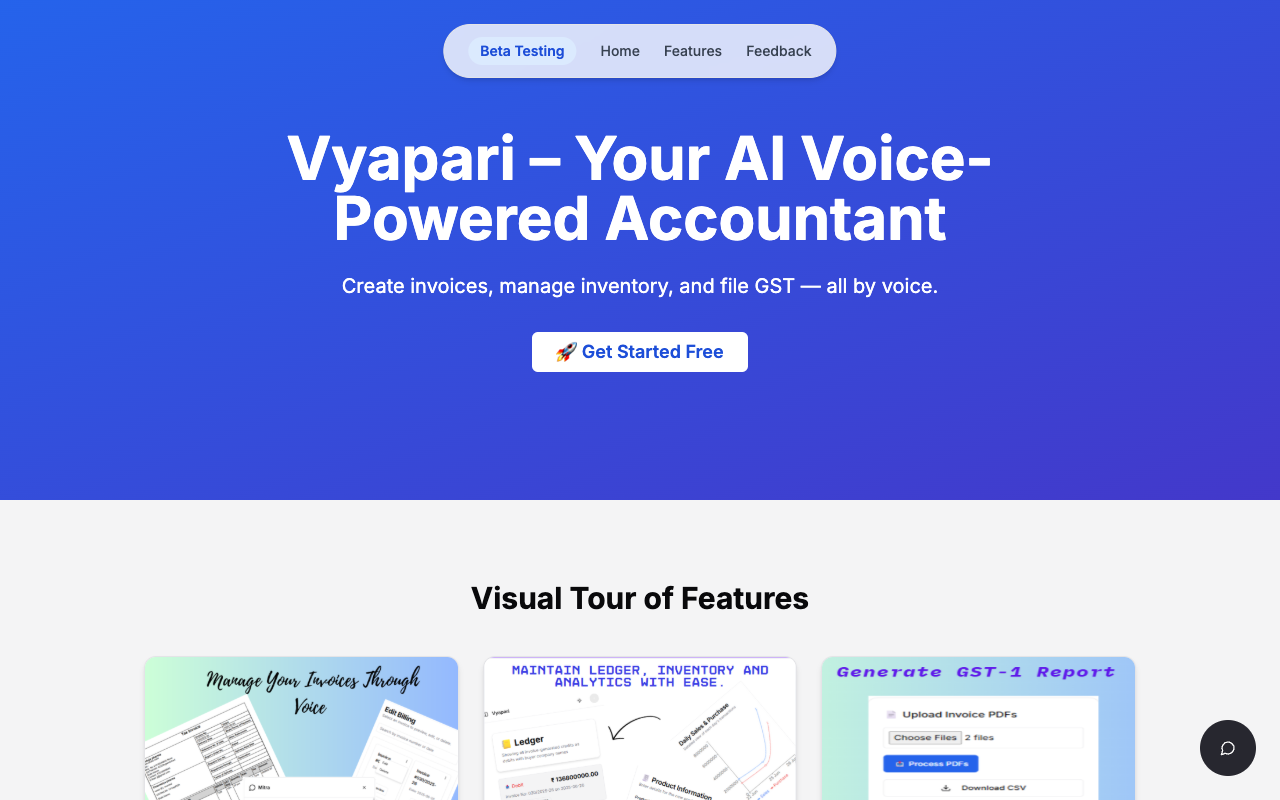Vyapari - Your voice-powered business assistant for effortless invoice management